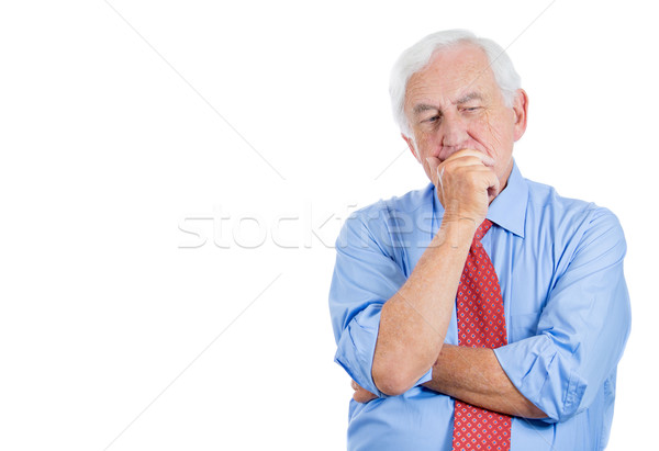Idős férfi gondolkodik közelkép portré idős idős Stock fotó © ichiosea