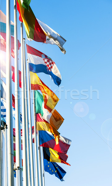 EU Member flags in front of European Prliament Stock photo © ifeelstock