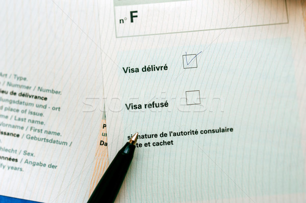Visa aplicação aprovado caneta francês linguagem Foto stock © ifeelstock