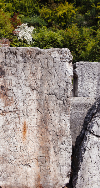 Latin inscription on tomb plate Stock photo © ifeelstock