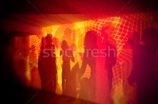 Stockfoto: Silhouetten · mensen · dansen · partij · discotheek · vrouw