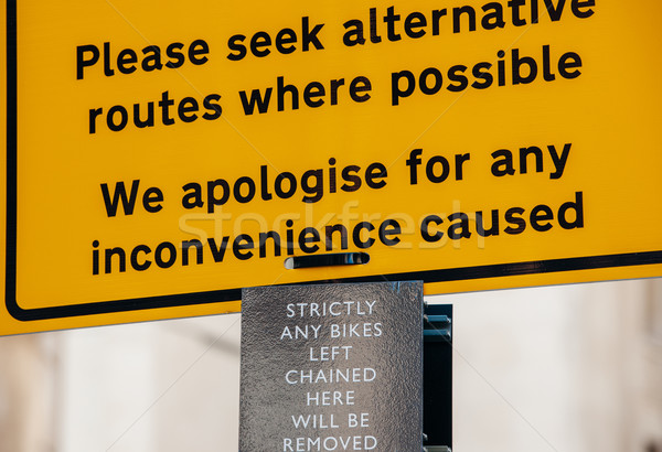 Podpisania ulicy alternatywa możliwy ostrzeżenie żółty Zdjęcia stock © ifeelstock
