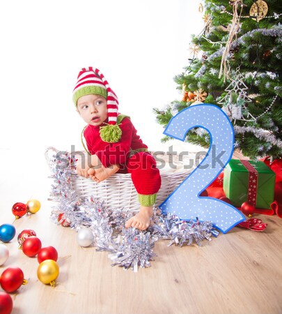 Bebé nino elfo 2 años Navidad disparo Foto stock © igabriela