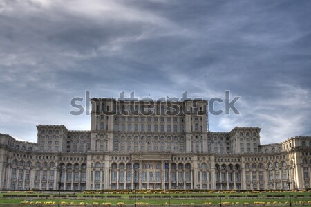 Parlament palota Bukarest Romania épület építészet Stock fotó © igabriela