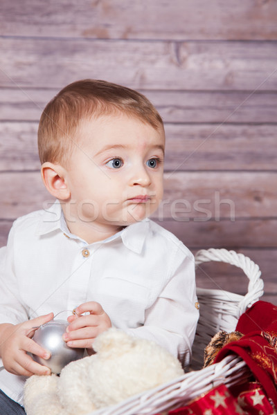 ребенка мальчика Рождества портрет 1 год Сток-фото © igabriela