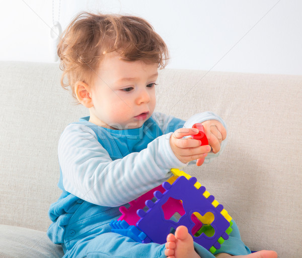 1 éves baba fiú portré játszik otthon Stock fotó © igabriela
