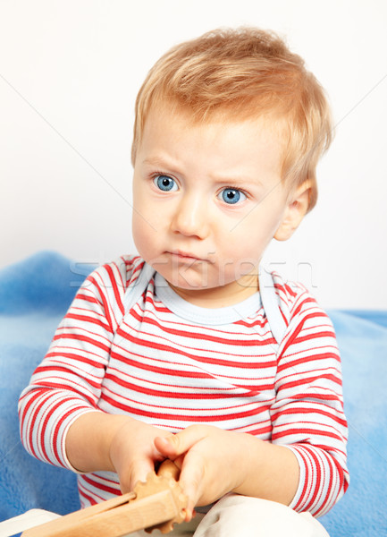 Mérges fiú stúdió portré egyéves baba Stock fotó © igabriela