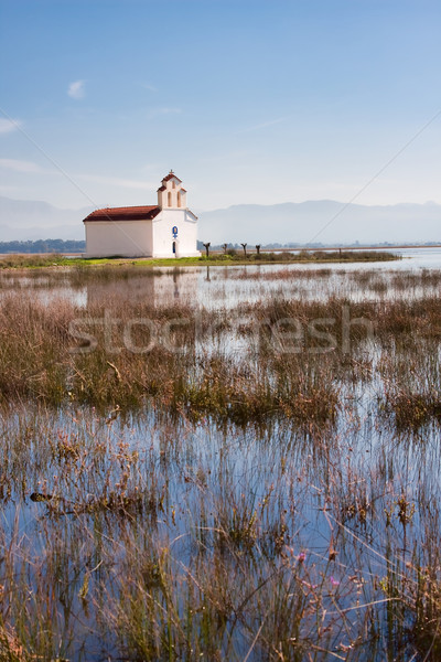 Chapel at Prokopos lake Stock photo © igabriela