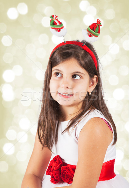 Foto stock: Nina · listo · Navidad · retrato · 8 · años