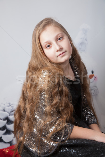 10 anni ragazza Natale ritratto party Foto d'archivio © igabriela