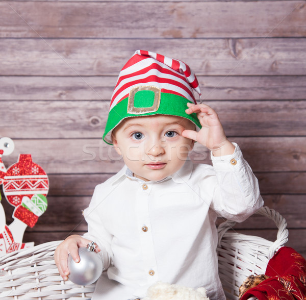 Baba fiú karácsony portré 1 éves stúdiófelvétel Stock fotó © igabriela