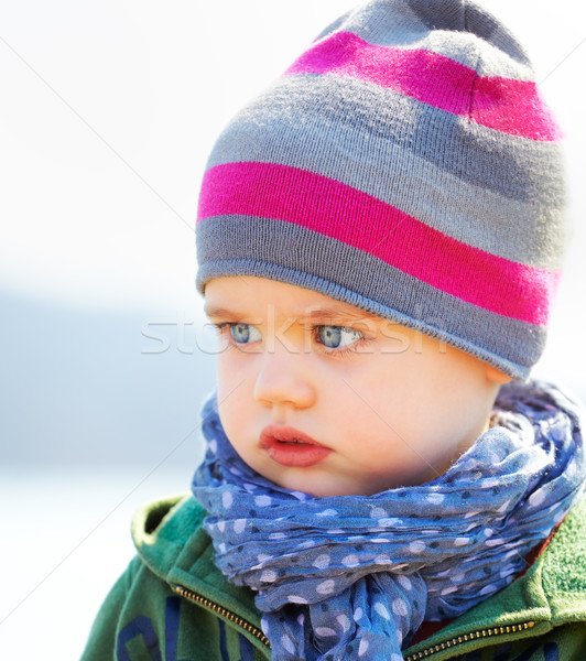 Komoly baba fiú portré szomorú kicsi Stock fotó © igabriela