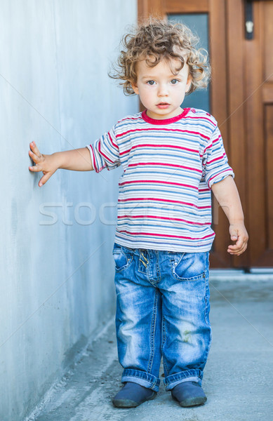 Stock fotó: Baba · fiú · portré · 1 · éves · sétál · kívül
