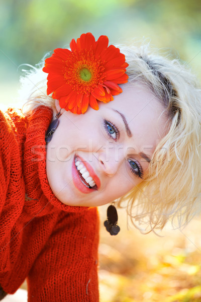 Сток-фото: красивой · блондинка · портрет · счастливым · Открытый