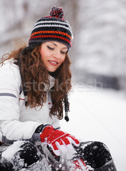 Young woman playing in the snow Stock photo © igabriela