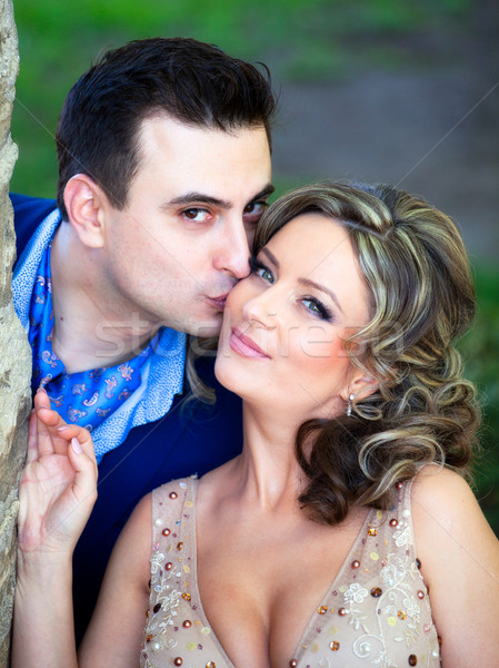 Groom kissing bride Stock photo © igabriela