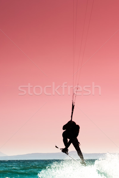 Kite surfen surfers strand Griekenland hemel Stockfoto © igabriela