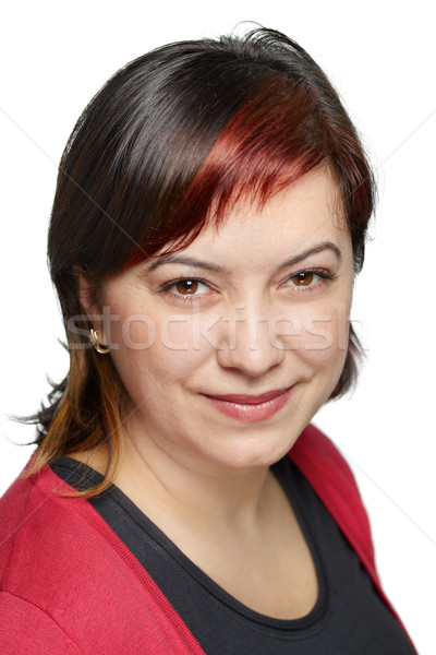 Fiatal nő portré fiatal barna hajú izolált fehér Stock fotó © igabriela
