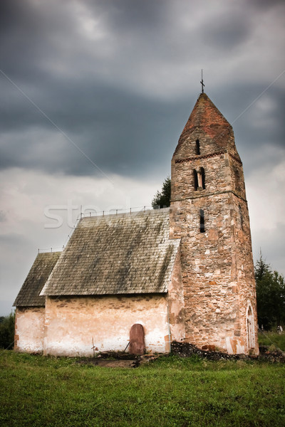 Stok fotoğraf: Kilise · eski · Bina · manzara · taş · fırtına