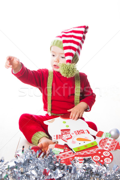Baby boy dressed as elf Stock photo © igabriela