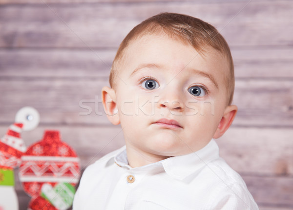 Baba fiú karácsony portré 1 éves stúdiófelvétel Stock fotó © igabriela