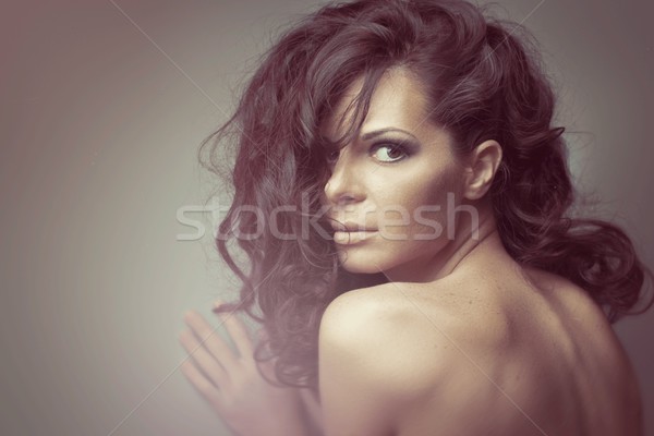 Black Long Curly Wild  Hair. Fashion Woman Portrait. Stock photo © igor_shmel