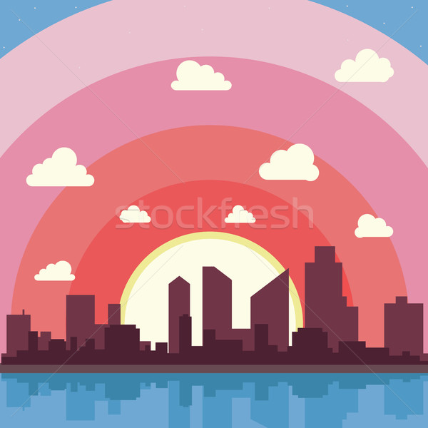 City on a background sunset. Silhuette of town Stock photo © igor_shmel