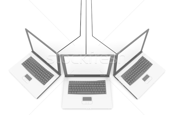 Netwerk 3D laptops internet laptop toetsenbord Stockfoto © ijalin