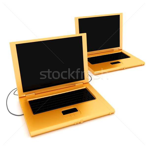 Deux ordinateurs ensemble isolé travaux maison [[stock_photo]] © ijalin