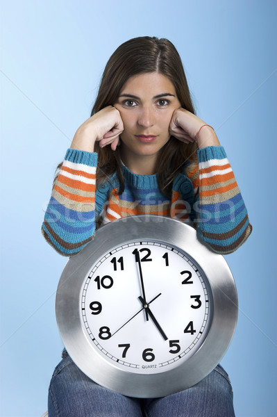 Foto stock: Relógio · mulher · belo · mulheres · grande