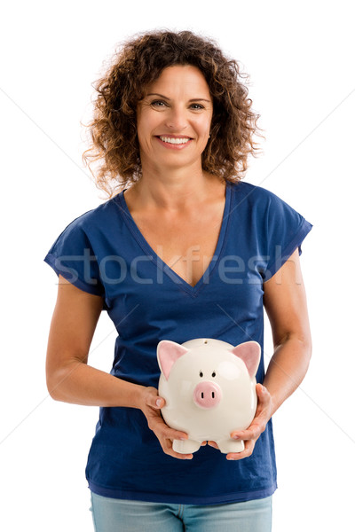 Stockfoto: Mijn · spaargeld · toekomst · portret · gelukkig