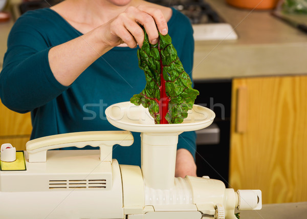 Stock foto: Saft · Frau · Maschine · grünen · trinken