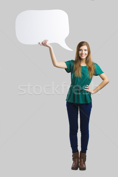 Woman with a thought balloon Stock photo © iko