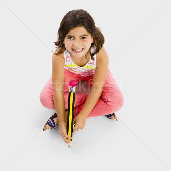 Сток-фото: рисунок · полу · девочку · большой · карандашом