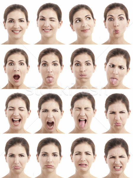 Multiplu fete expresii portrete femeie Imagine de stoc © iko