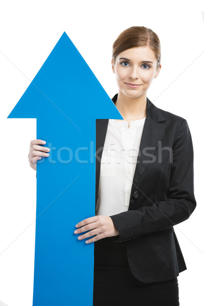 Business woman niebieski arrow piękna młodych Zdjęcia stock © iko