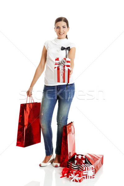Zakupy kobieta piękna młoda kobieta czerwony Zdjęcia stock © iko
