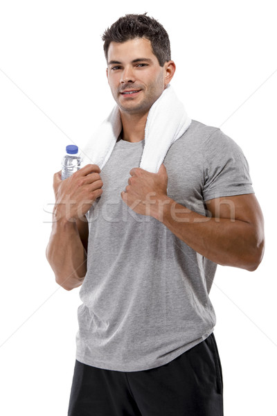 Atletisch jonge man man fles water Stockfoto © iko