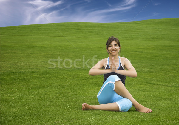 Yoga hermosa mujer verde Foto stock © iko