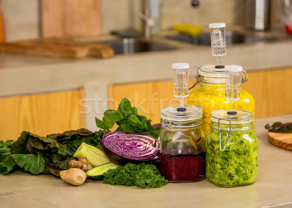 Fermented food jars Stock photo © iko