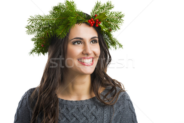 [[stock_photo]]: Mode · fille · portrait · belle · femme · décorations · tête