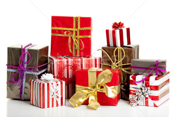 [[stock_photo]]: Noël · cadeaux · isolé · blanche · fond · boîte