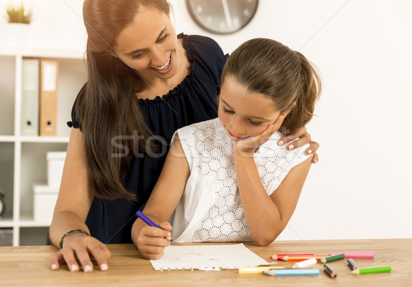 Stock photo: Little child drawing