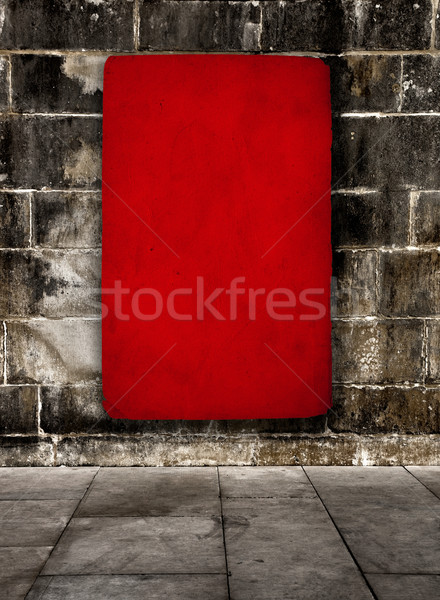 Rood grunge oude stenen muur textuur abstract Stockfoto © iko