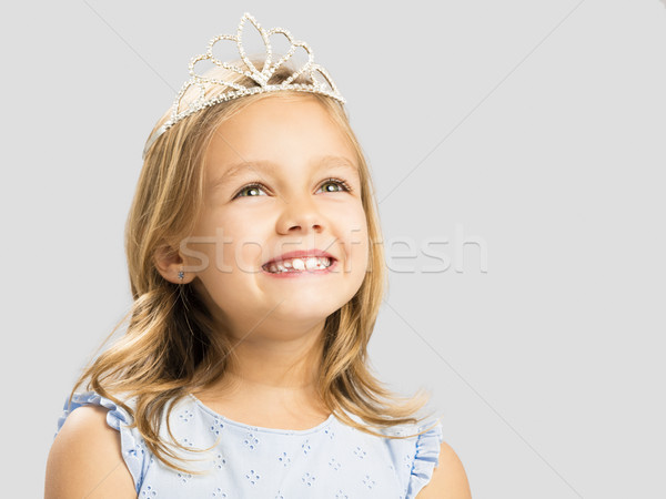 Foto stock: Bonitinho · pequeno · princesa · retrato · feliz · little · girl