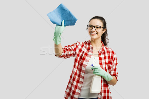 ハウスキーピング きれいな女性 着用 手袋 洗浄 スプレー ストックフォト © iko