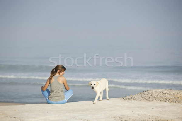 Foto stock: Nina · perro · día · empresa · cute