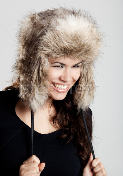 Belle sourire adorable jeune femme chapeau [[stock_photo]] © iko