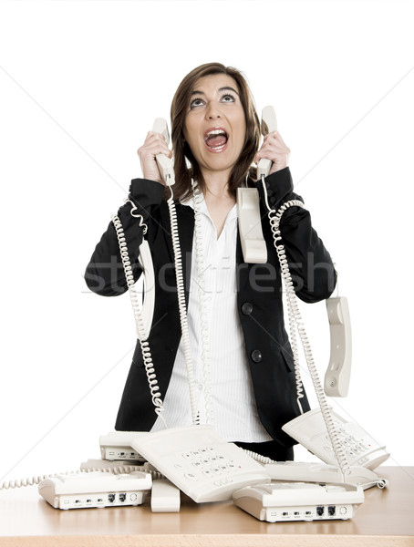 Stresszes munka elfoglalt nő dolgozik üzlet Stock fotó © iko