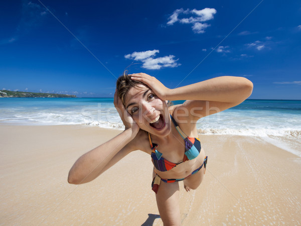 лет красивой счастливым тропический пляж Сток-фото © iko